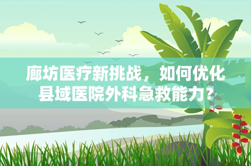 廊坊医疗新挑战，如何优化县域医院外科急救能力？