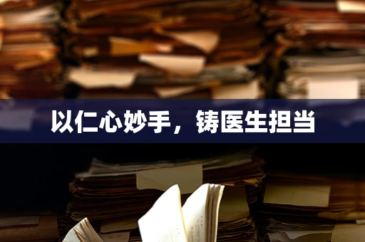 以仁心妙手，铸医生担当