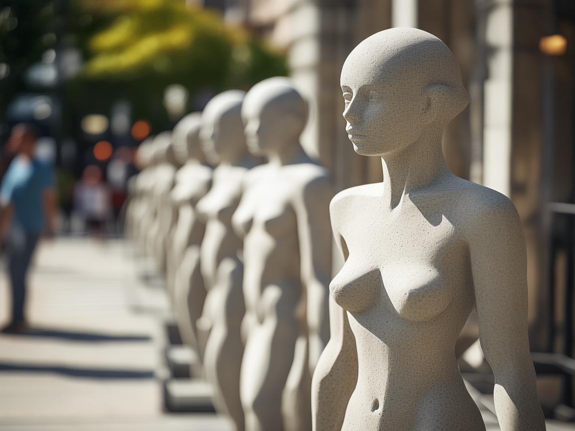 从步行街雕塑看人体结构之美